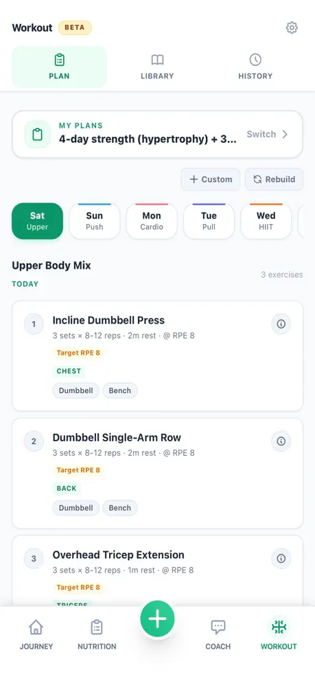 KeyMacro Workout — SmartFit macro adjustments for training day
